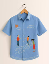Blue Children Printed Half Sleeves Shirt - XPST