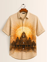 Brown Temple Printed Mens Half Sleeves Shirts Exclusive - XPST
