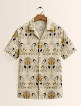 Cream Badak Printed Unisex Half Sleeves Shirt