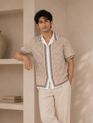 Cream Gucchi Printed Unisex Half Sleeves Shirt