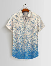 Cream Blue Scratch Printed Mens Half Sleeves Shirts Exclusive - XPST
