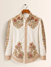 White Golden Design Full Sleeves Shirts - XPST
