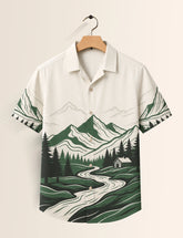 Green Scenery Printed Unisex Half Sleeves Shirt