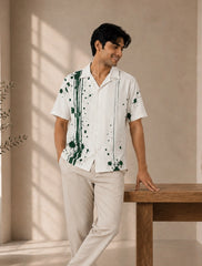 Green Splash Printed Unisex Half Sleeves Shirt