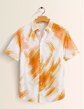Orange Scratch Printed Half Sleeves Shirt - XPST