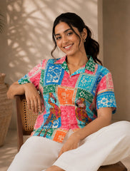 Patch Flamingo Printed Unisex Half Sleeves Shirt