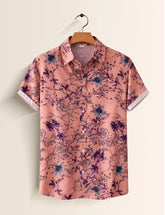 Pink Flory Printed Mens Half Sleeves Shirts Exclusive - XPST