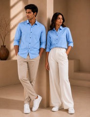 Blue Solid Full Sleeves Shirts - XPST