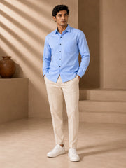 Blue Solid Full Sleeves Shirts - XPST