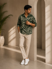 Tropical Green Printed Mens Half Sleeves Shirts Exclusive - XPST
