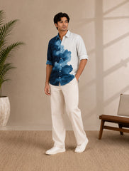 Watery Wave Printed Mens Half Sleeves Shirts Exclusive - XPST