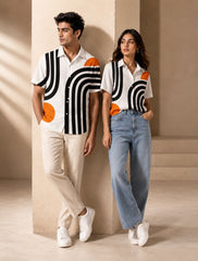 White Line Printed Mens Half Sleeves Shirts Exclusive - XPST