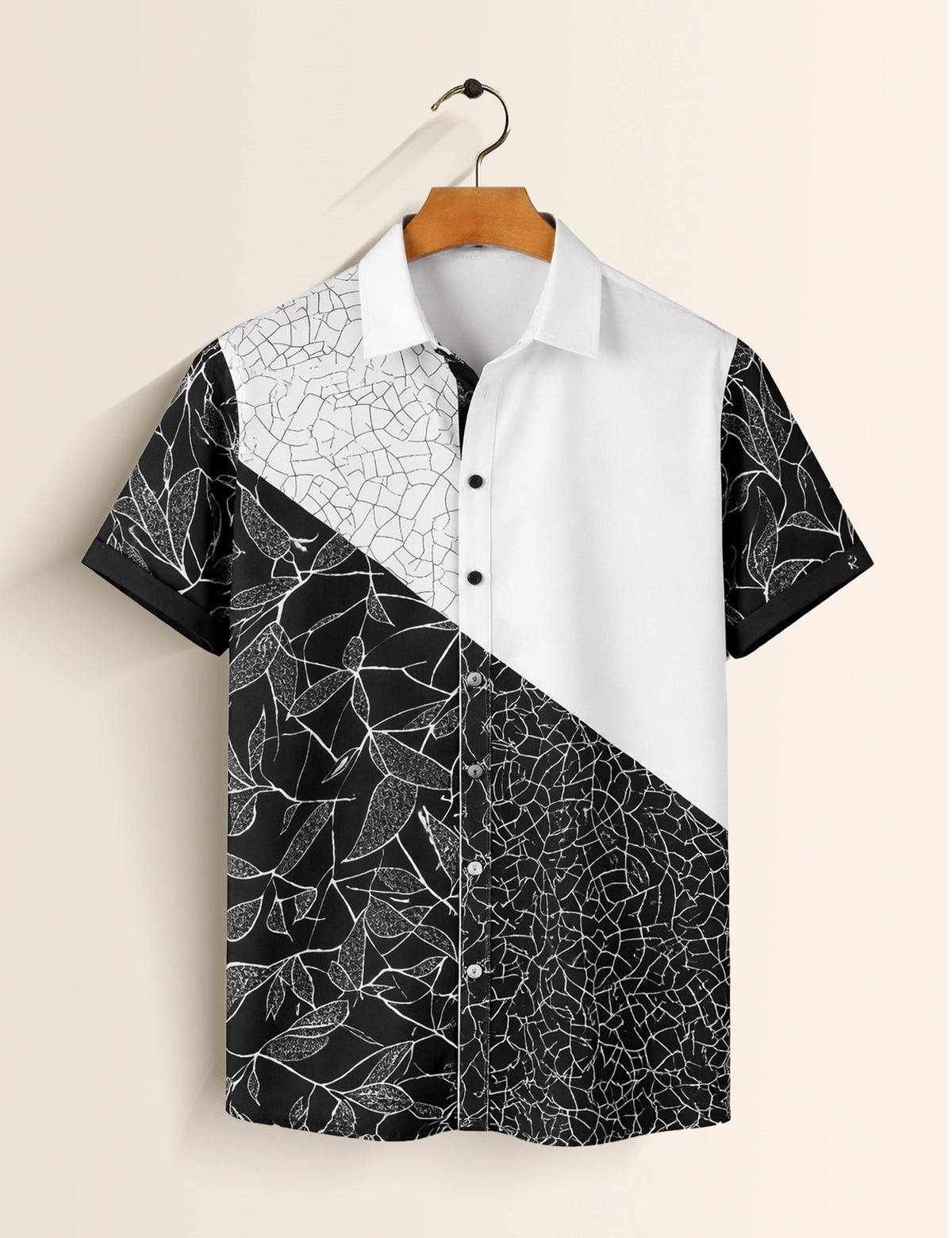Black Cracks Printed Mens Half Sleeves Shirts Exclusive - XPST