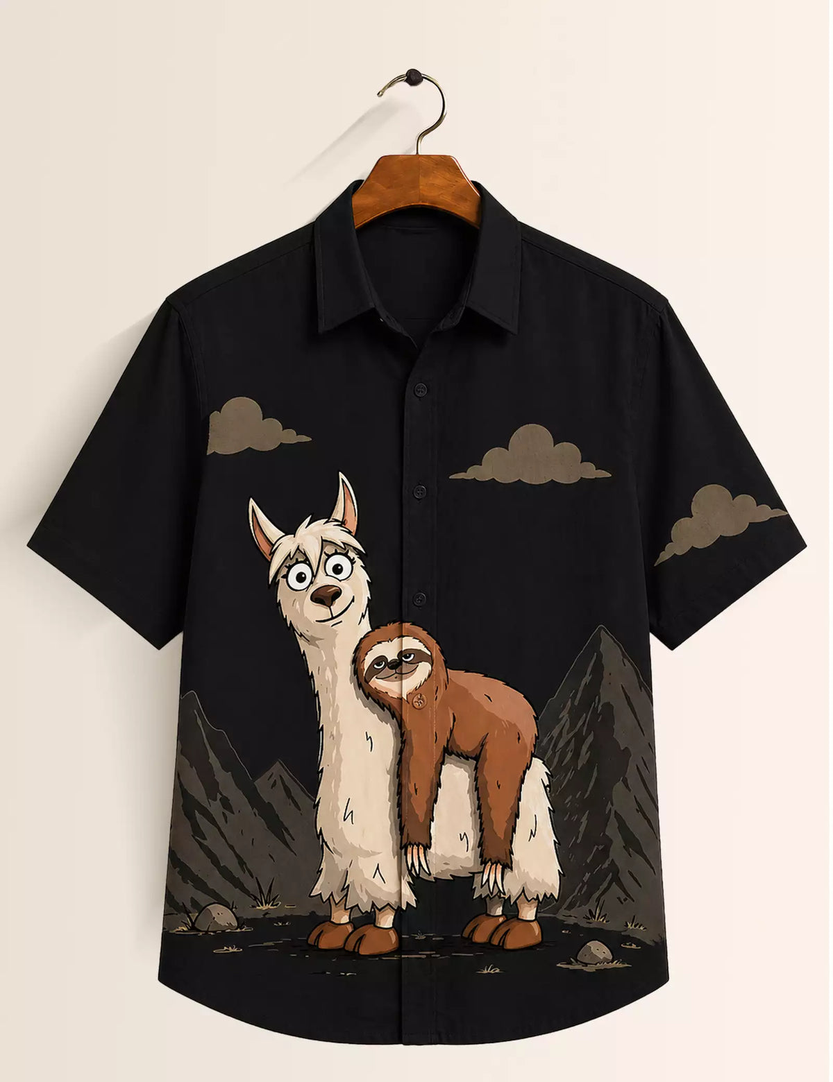 BLK Sloth Printed Half Sleeves Shirt - XPST