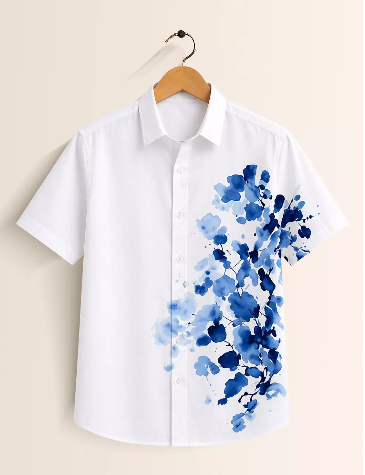 Blue Bloom Printed Half Sleeves Shirt - XPST