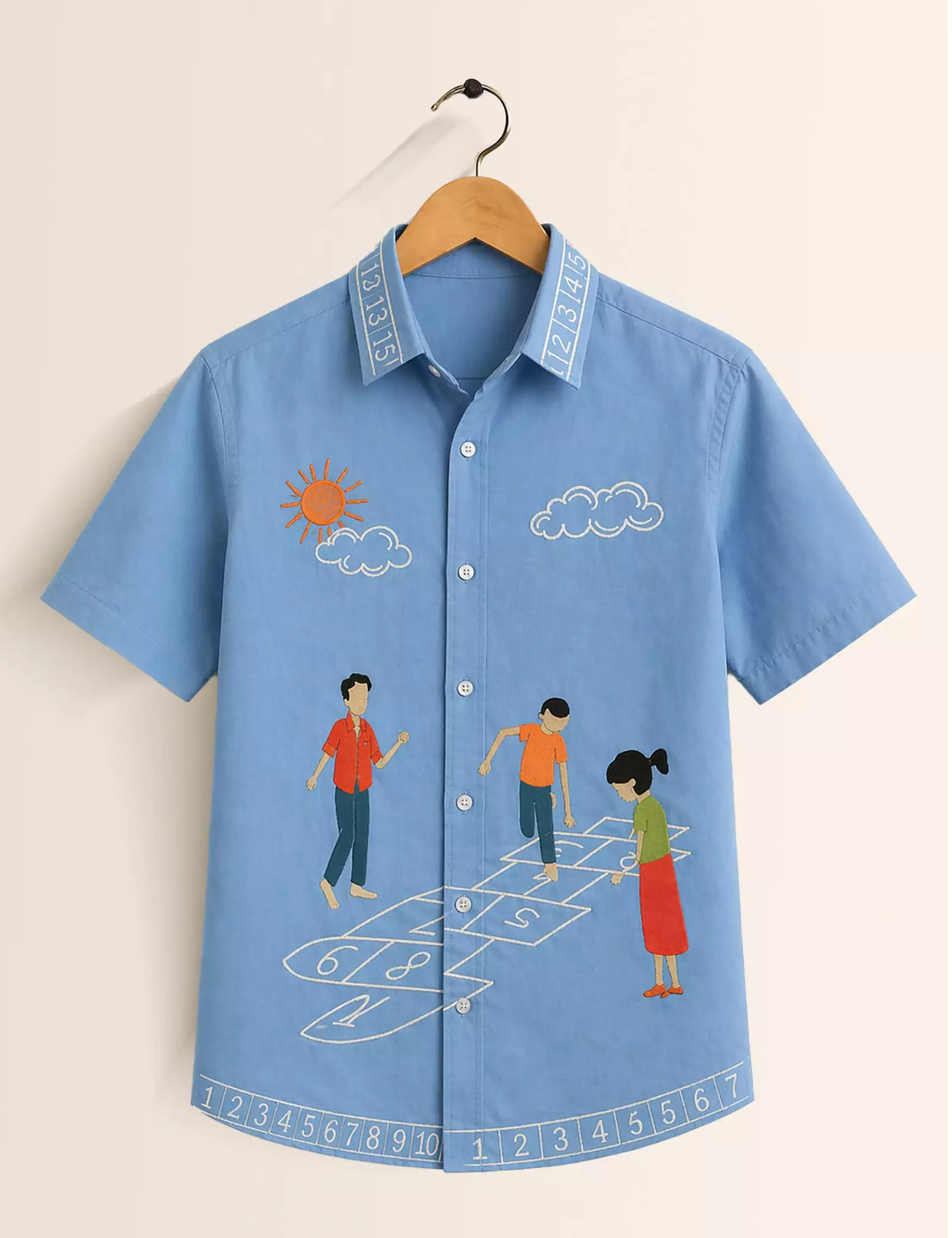 Blue Children Printed Half Sleeves Shirt - XPST