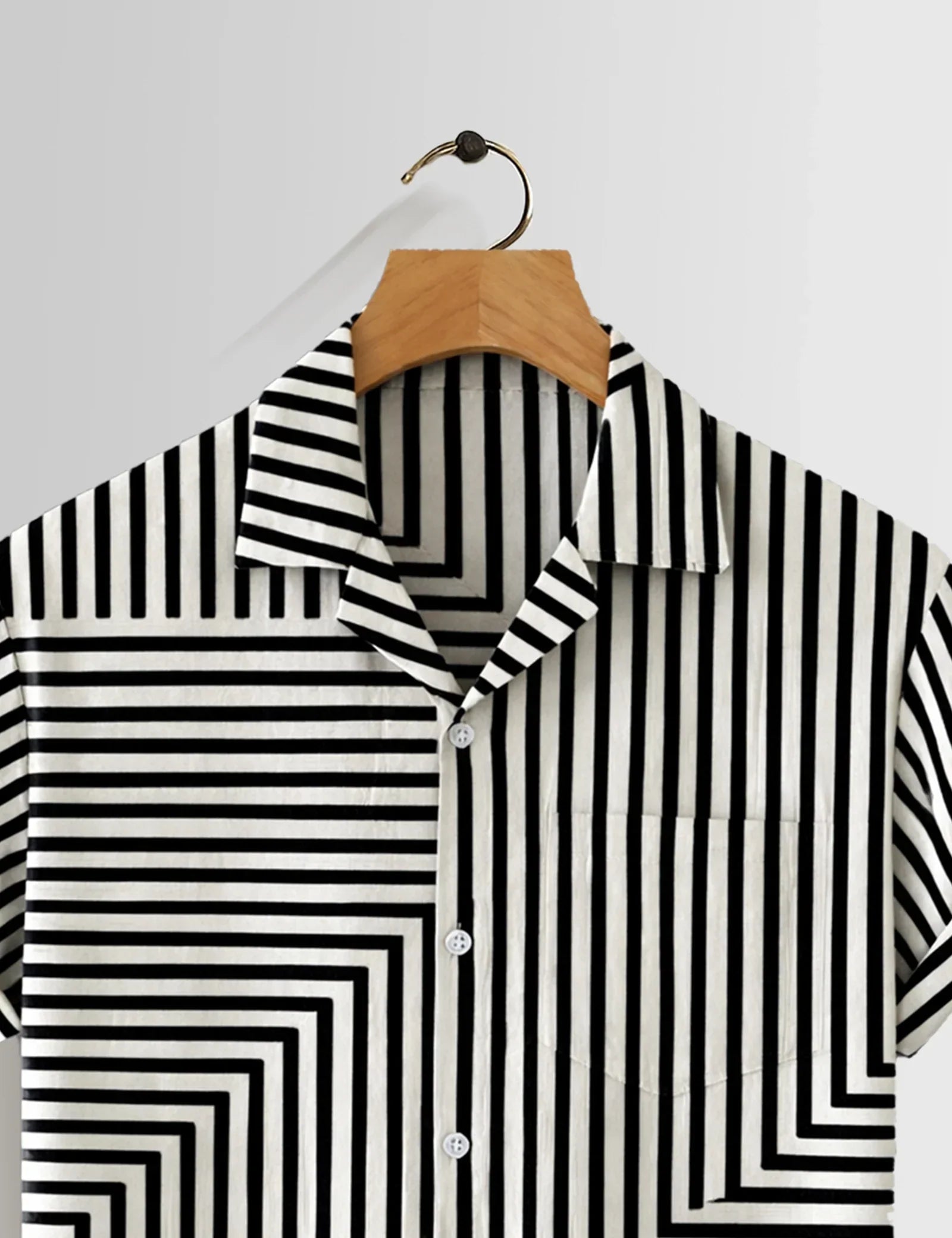 Black Zigzag Lining Printed Mens Half Sleeves Shirts Exclusive - XPST