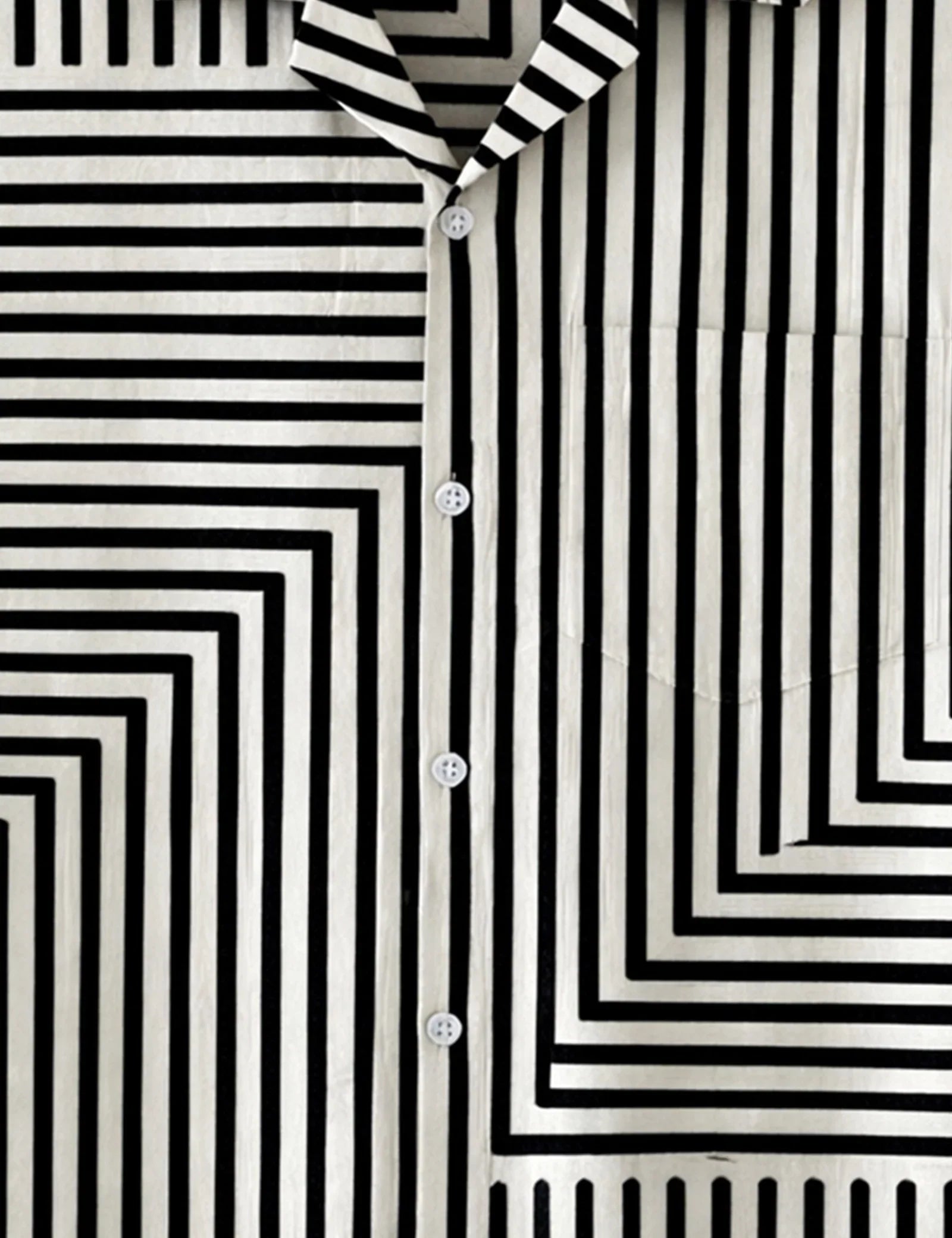 Black Zigzag Lining Printed Mens Half Sleeves Shirts Exclusive - XPST