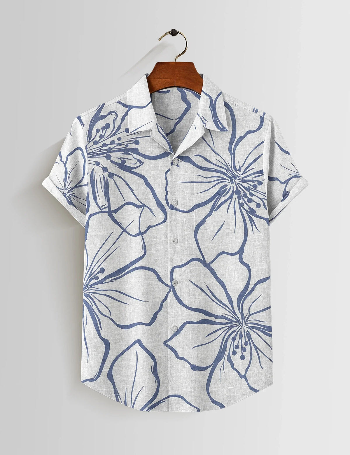 Botanical White Printed Mens Half Sleeves Shirts Exclusive - XPST