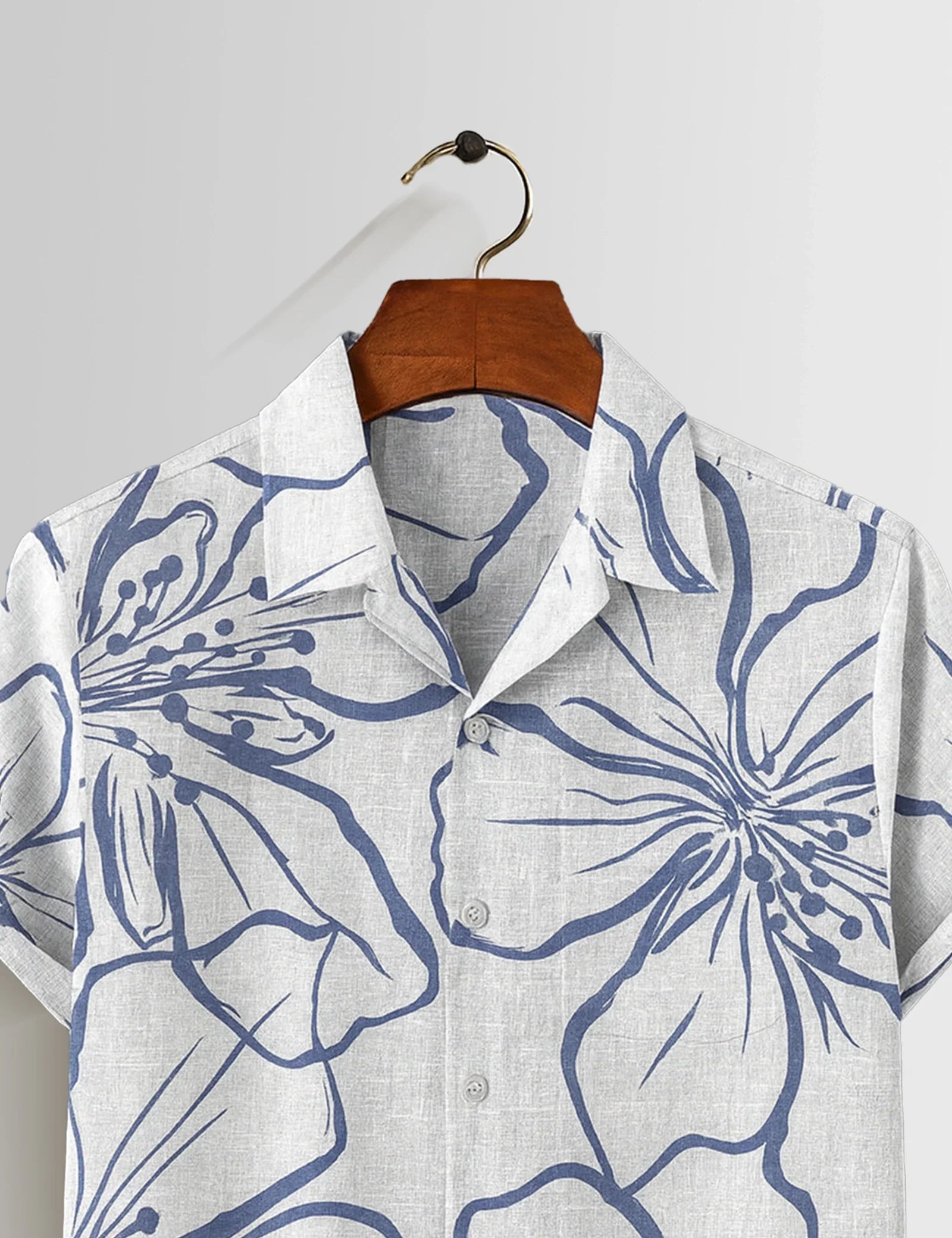 Botanical White Printed Mens Half Sleeves Shirts Exclusive - XPST
