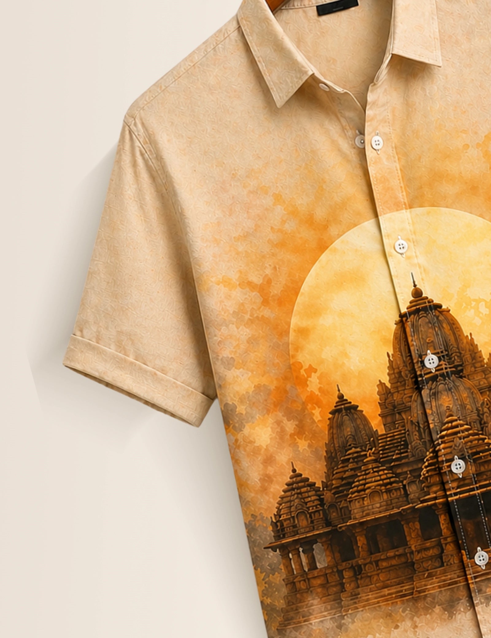 Brown Temple Printed Mens Half Sleeves Shirts Exclusive - XPST