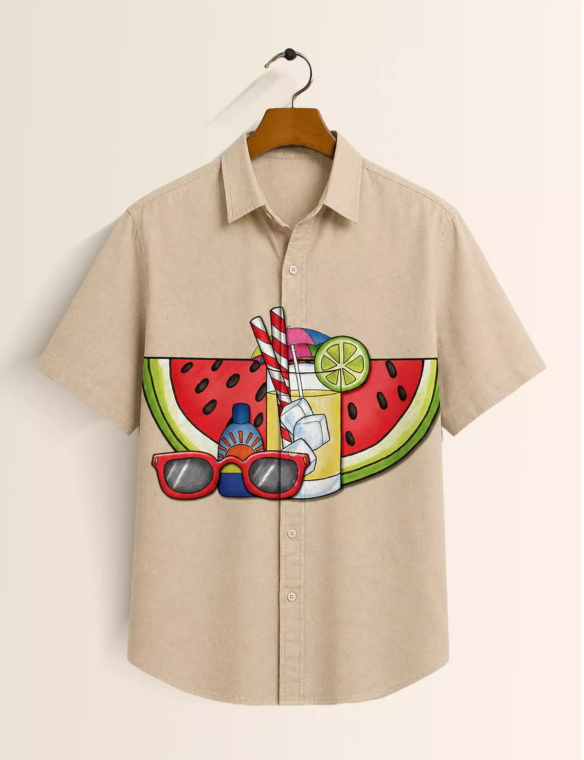 BRWN Watermelon Printed Half Sleeves Shirt - XPST