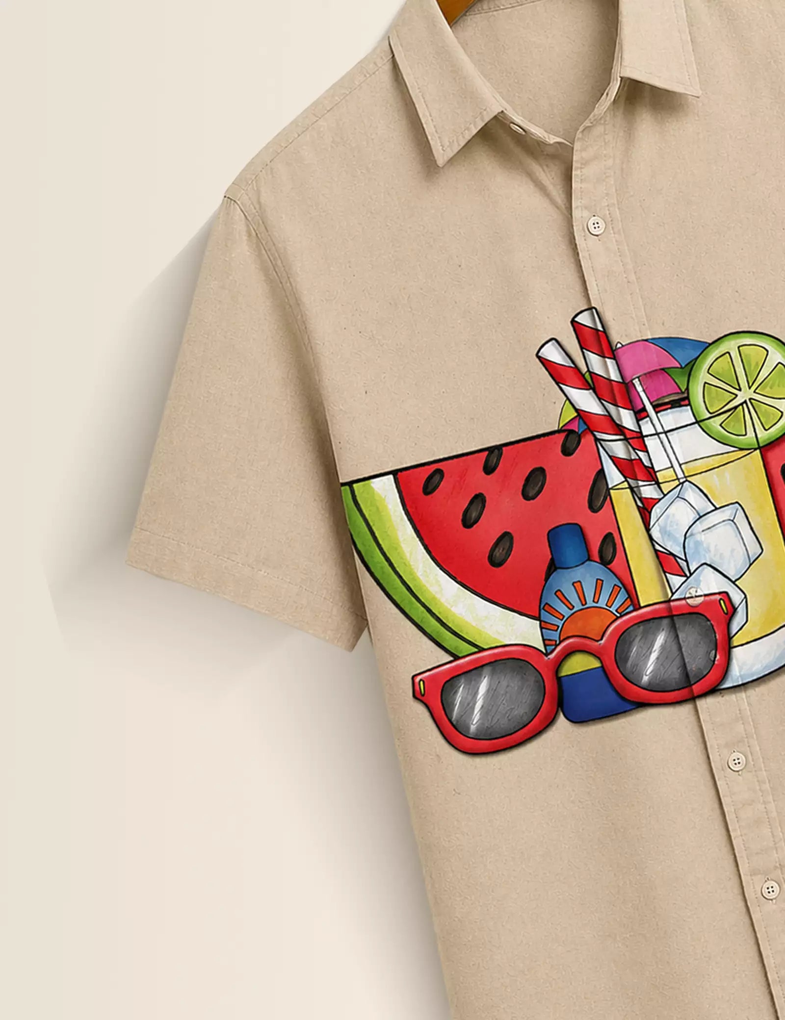 BRWN Watermelon Printed Half Sleeves Shirt - XPST