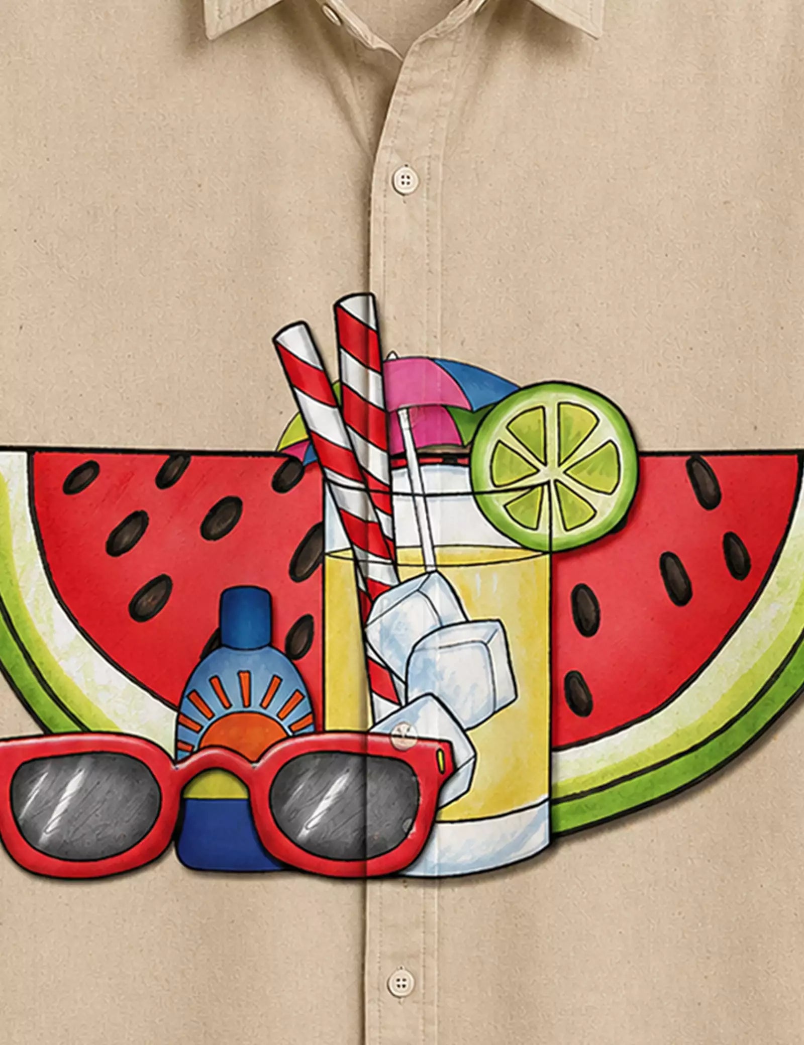 BRWN Watermelon Printed Half Sleeves Shirt - XPST