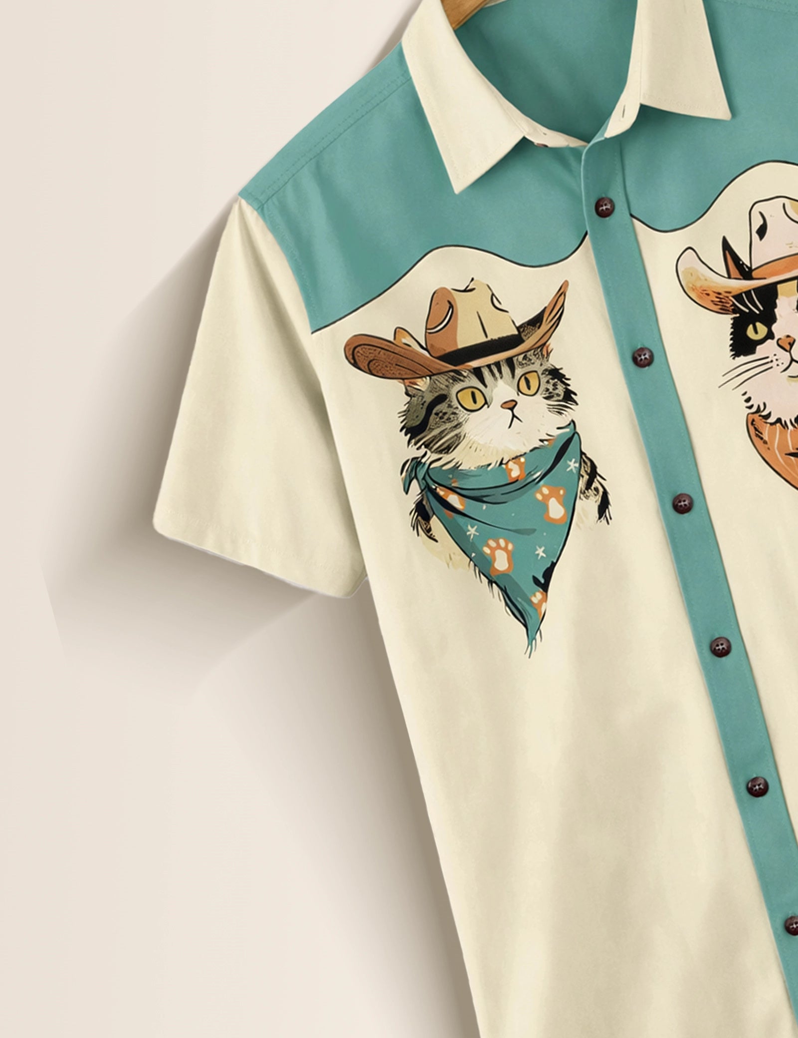 Cat Cowboy Printed Mens Half Sleeves Shirts Exclusive - XPST