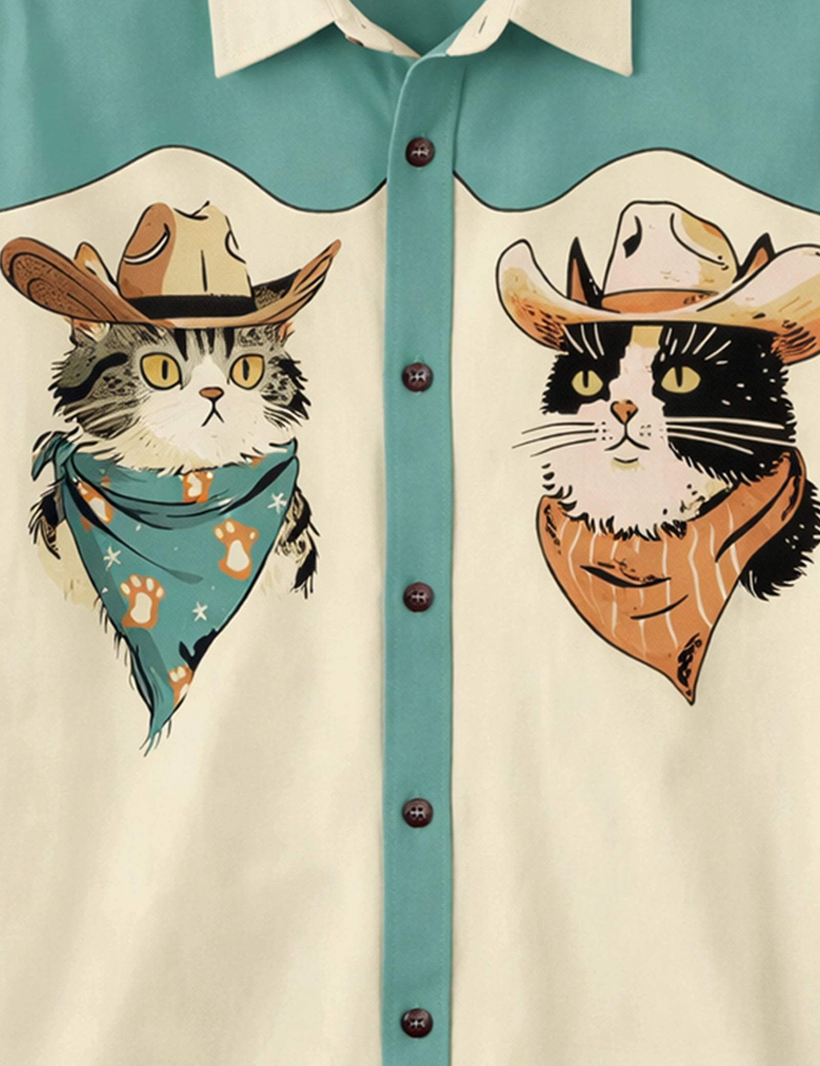 Cat Cowboy Printed Mens Half Sleeves Shirts Exclusive - XPST