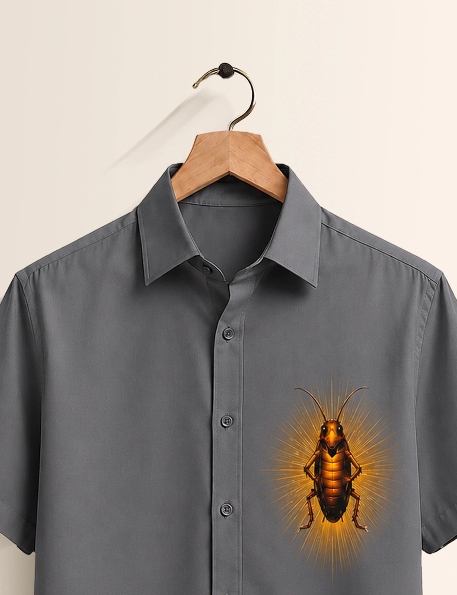Gray Cockroach Printed Half Sleeves Shirt - XPST