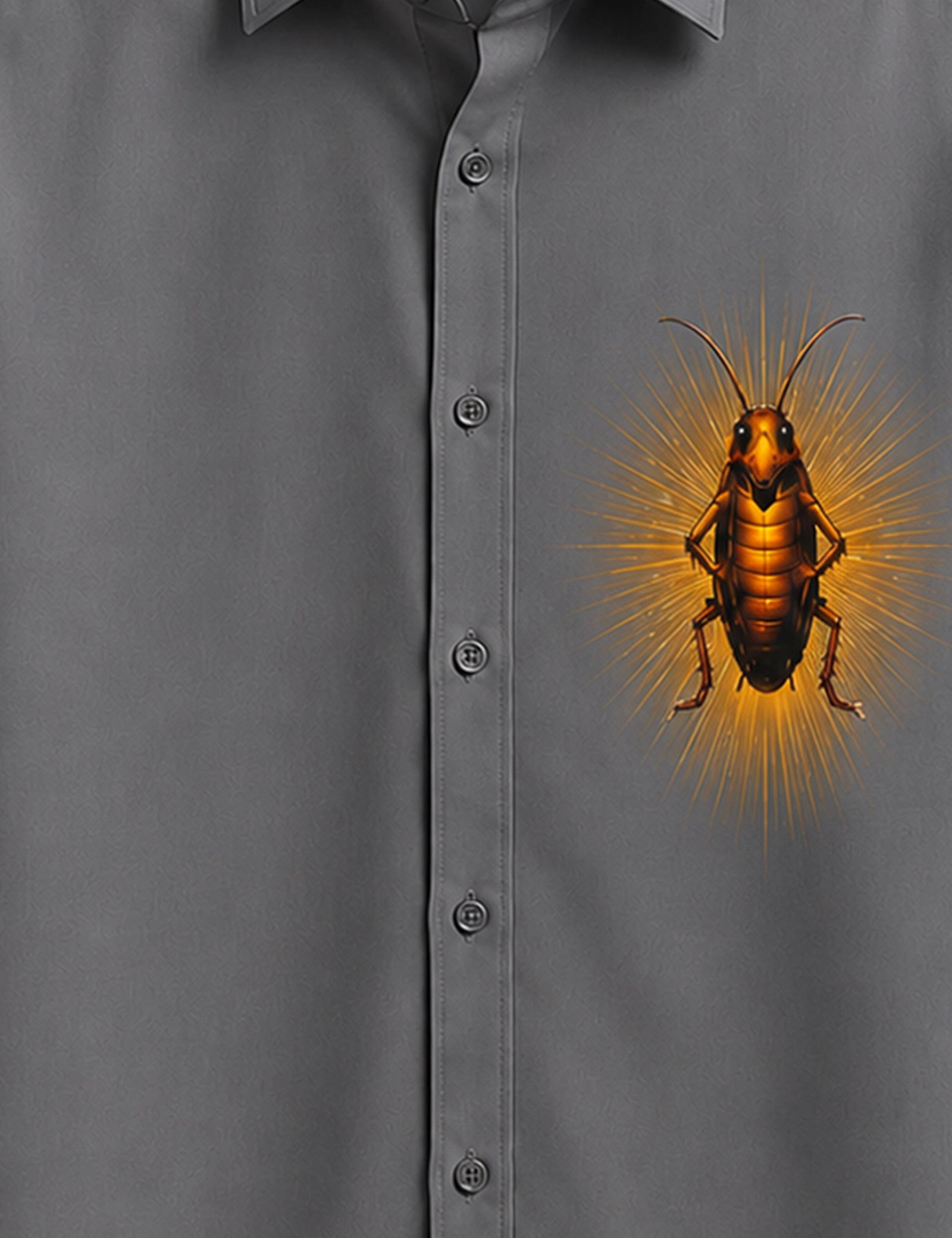 Gray Cockroach Printed Half Sleeves Shirt - XPST