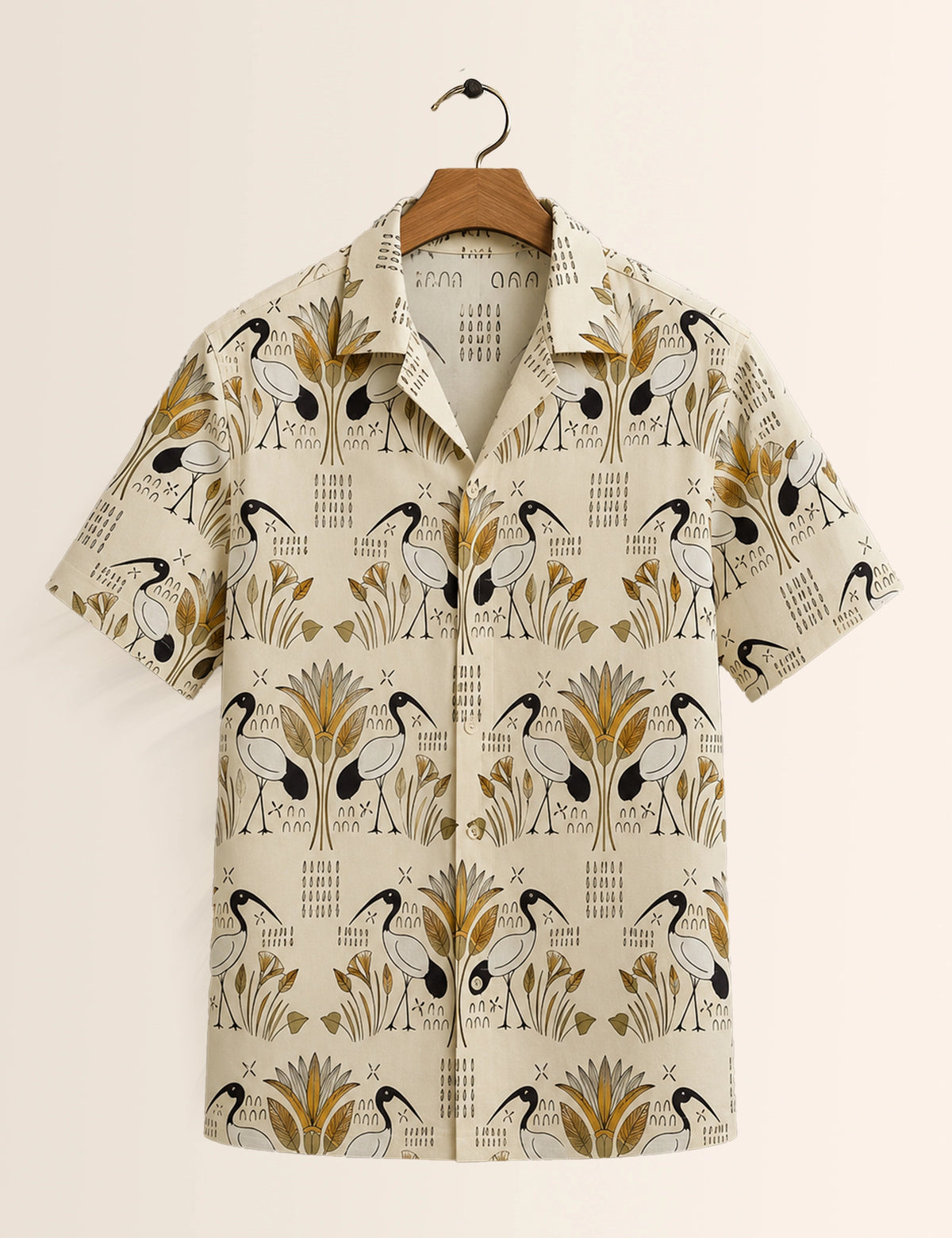 Cream Badak Printed Unisex Half Sleeves Shirt