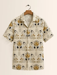 Cream Badak Printed Unisex Half Sleeves Shirt