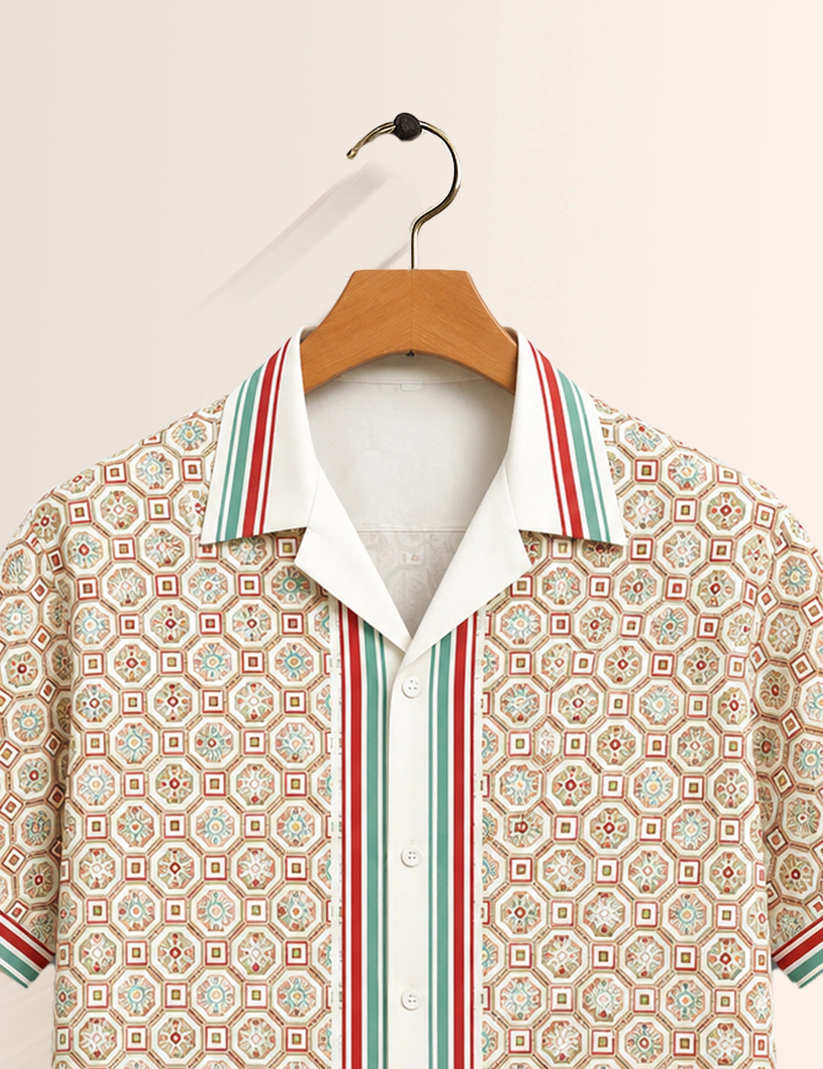 Cream Gucchi Printed Unisex Half Sleeves Shirt
