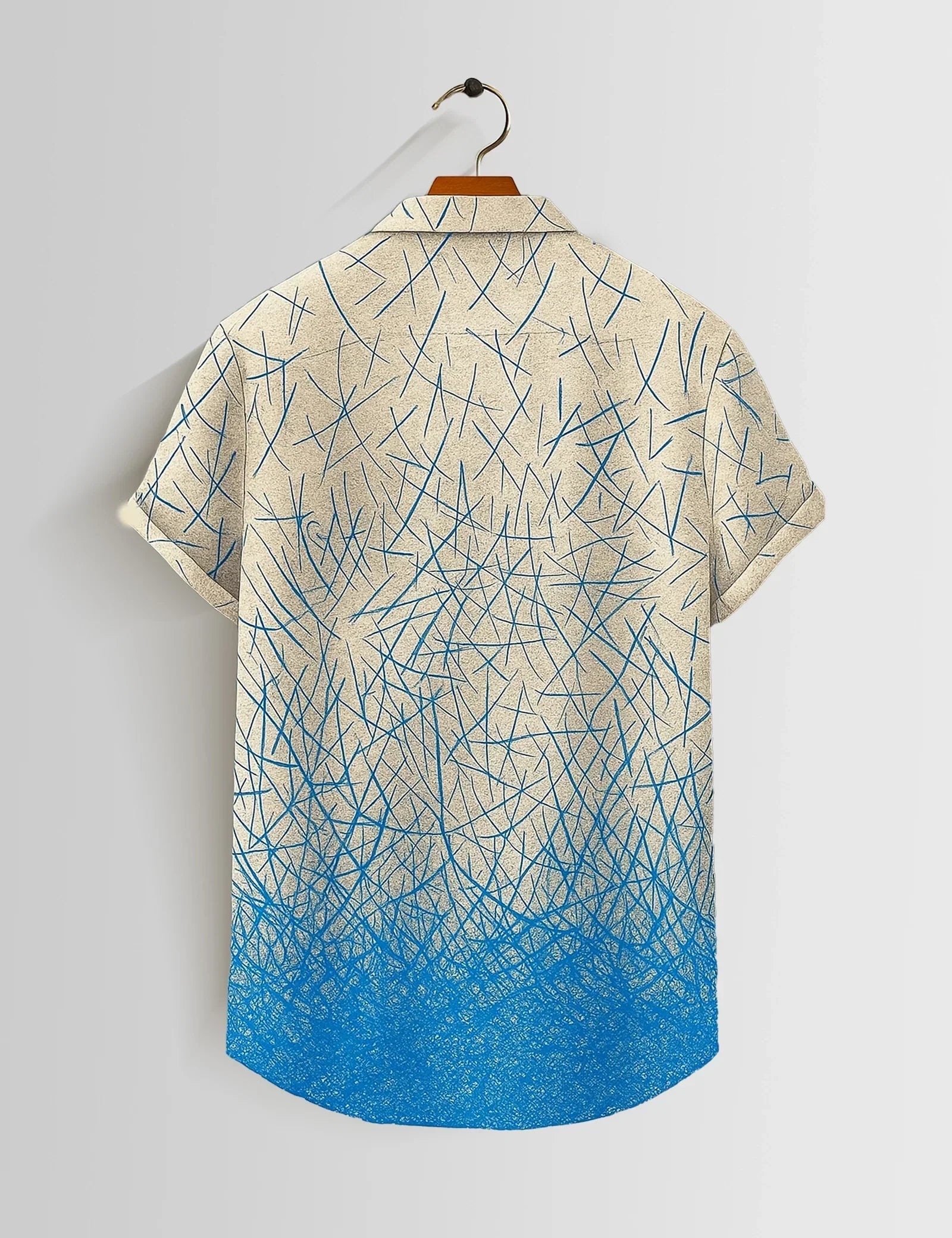Cream Blue Scratch Printed Mens Half Sleeves Shirts Exclusive - XPST