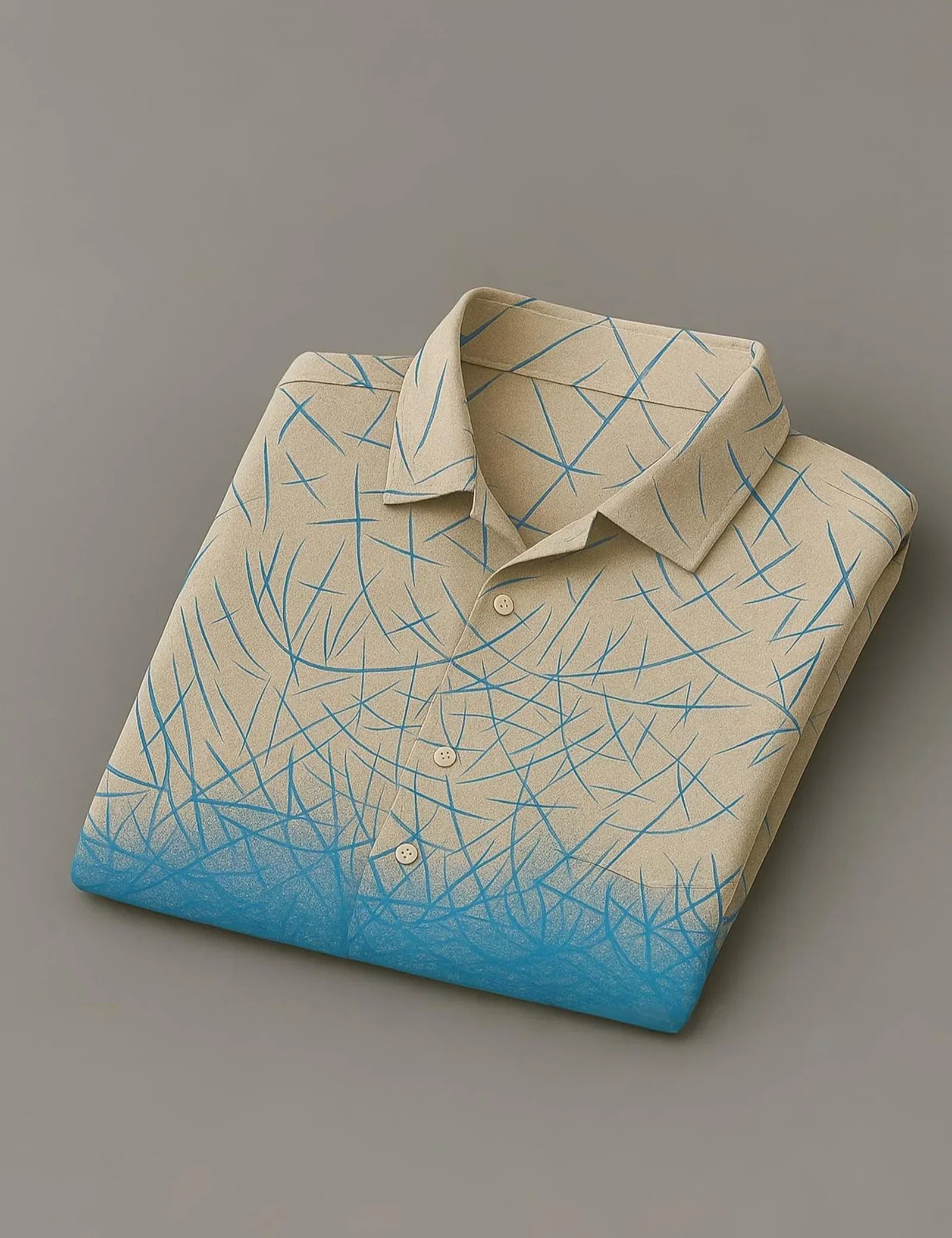 Cream Blue Scratch Printed Mens Half Sleeves Shirts Exclusive - XPST