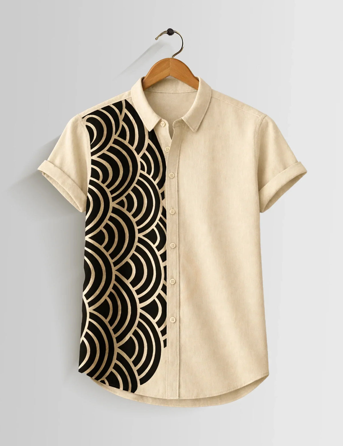 Cream Scales Printed Mens Half Sleeves Shirts Exclusive - XPST