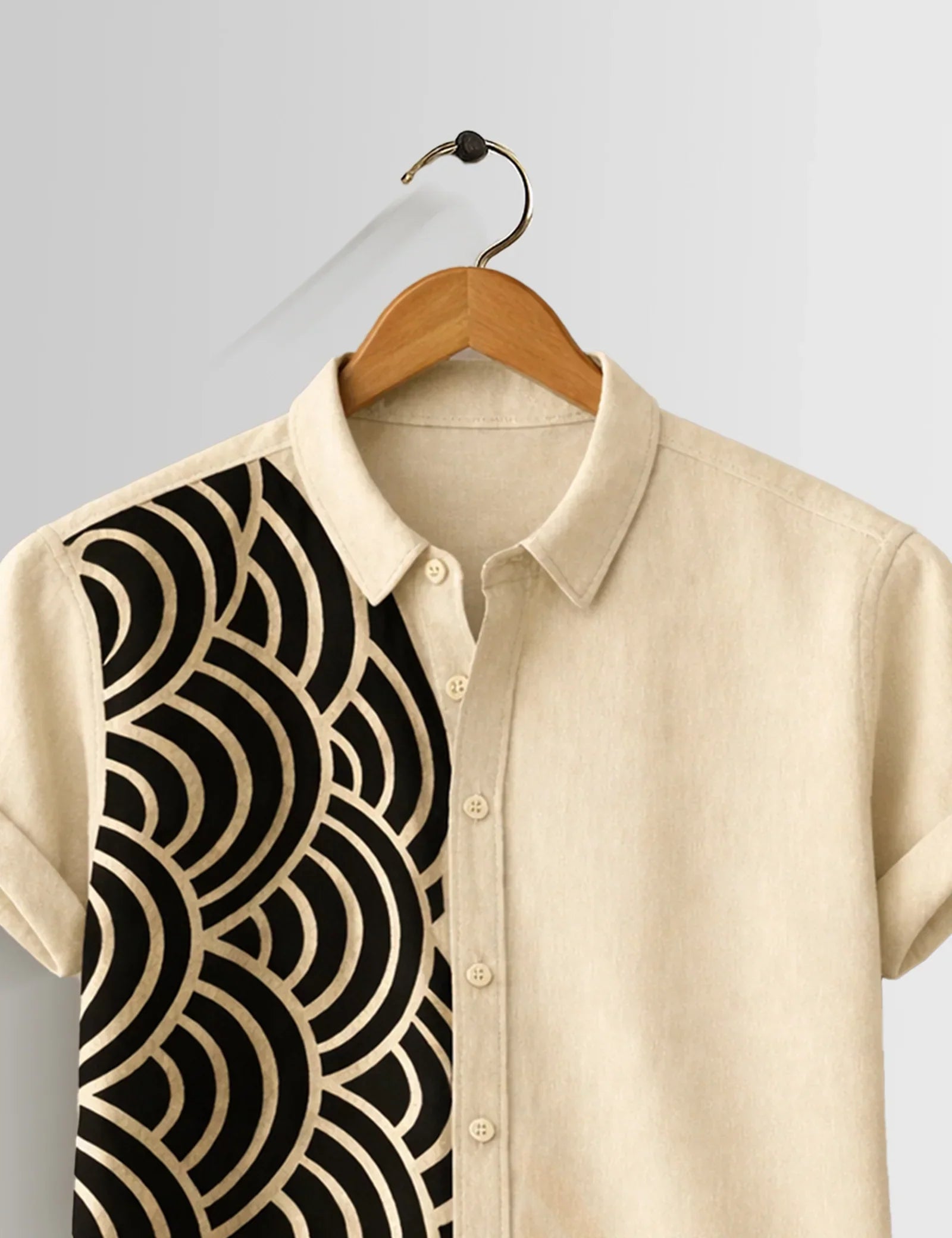 Cream Scales Printed Mens Half Sleeves Shirts Exclusive - XPST