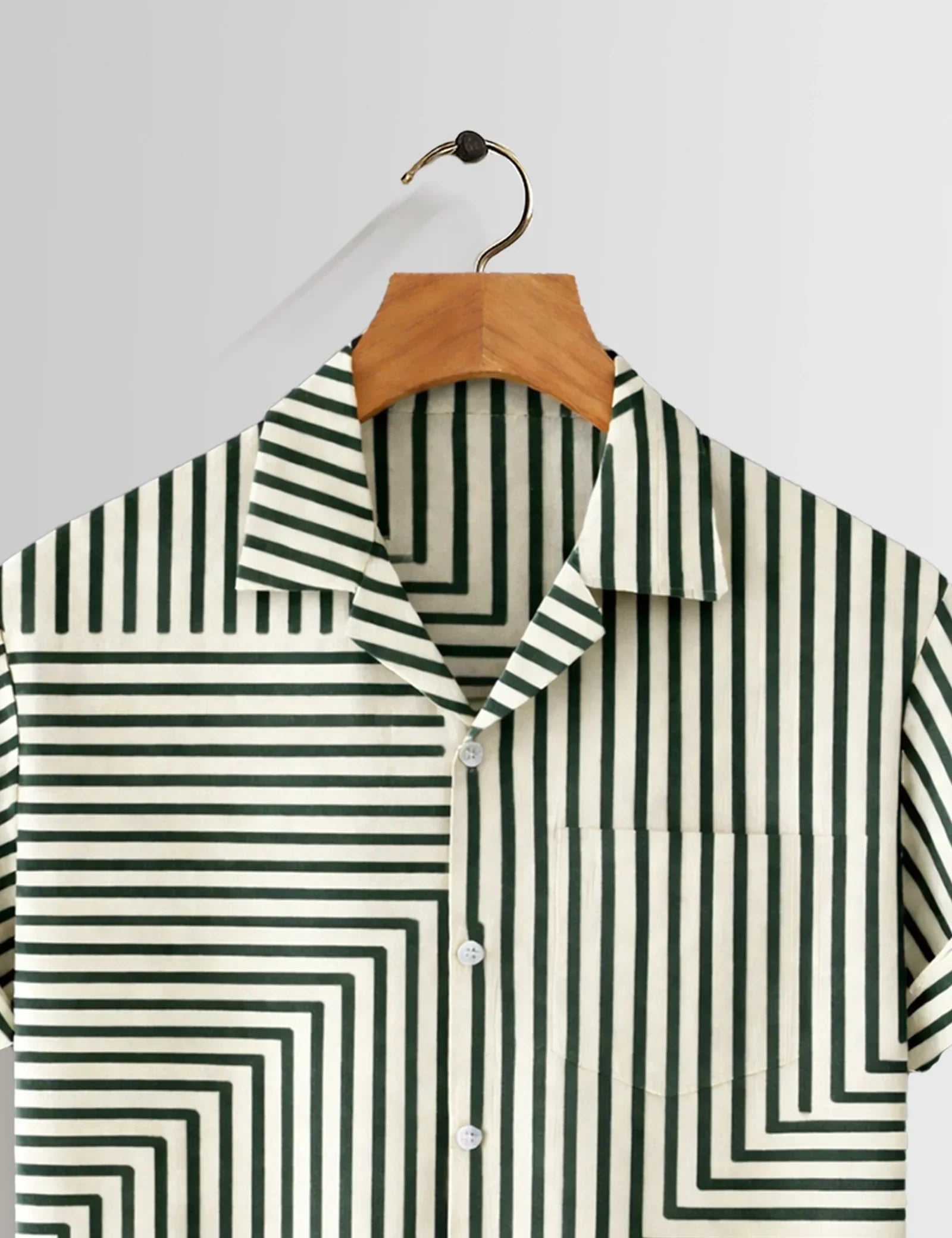 Cream Zigzag Printed Mens Half Sleeves Shirts Exclusive - XPST