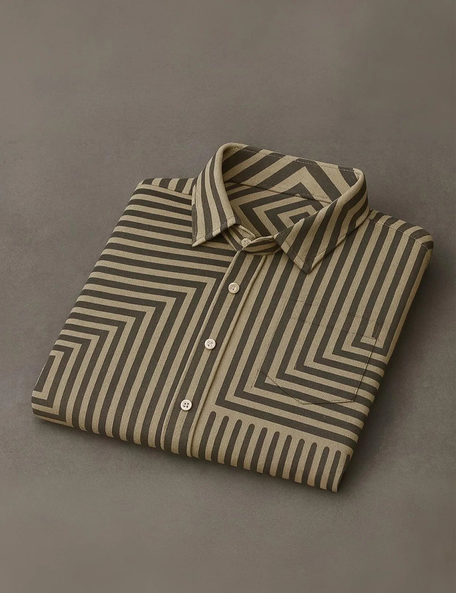 Cream Zigzag Printed Mens Half Sleeves Shirts Exclusive - XPST