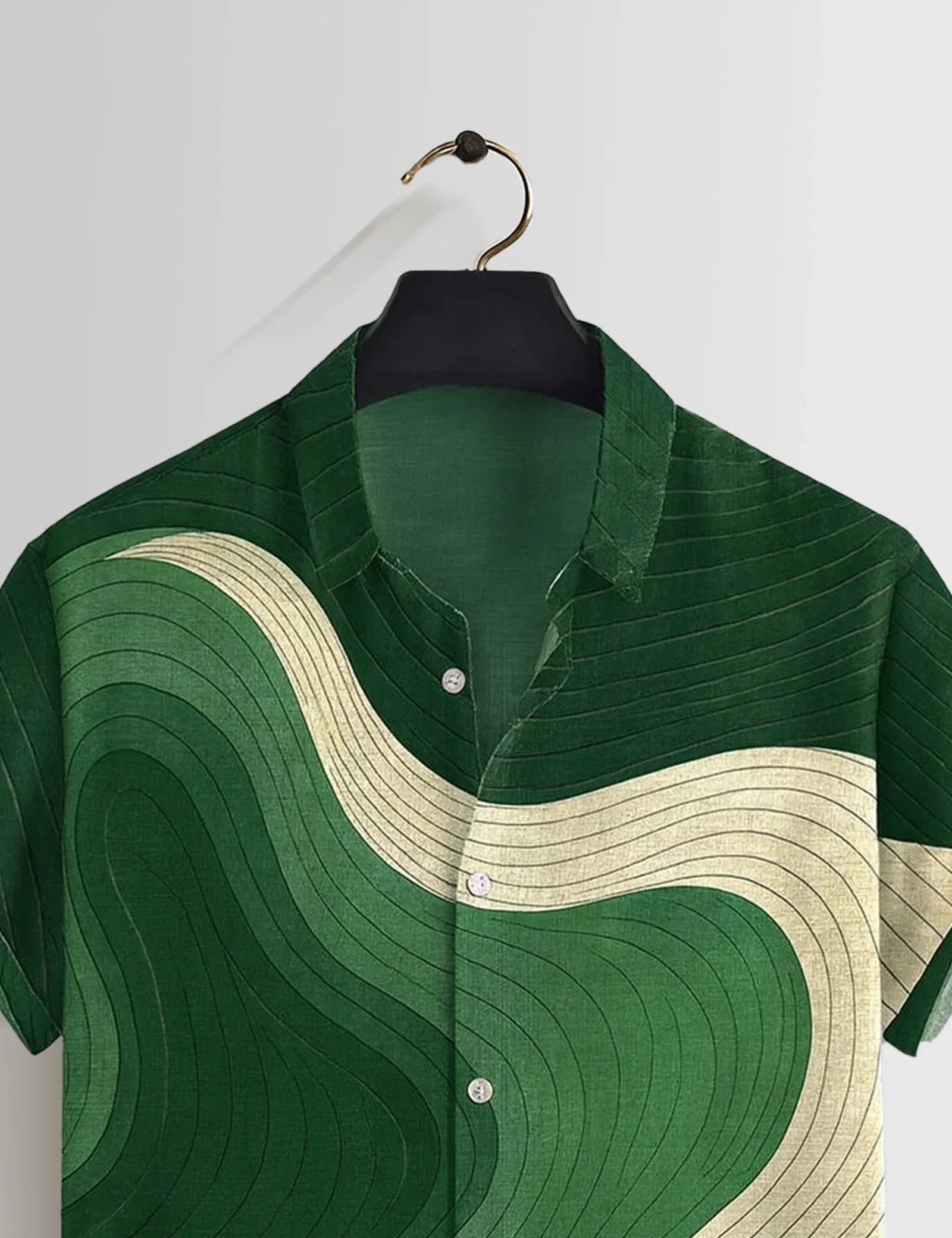 Dark Green Wavy Printed Mens Half Sleeves Shirts Exclusive - XPST