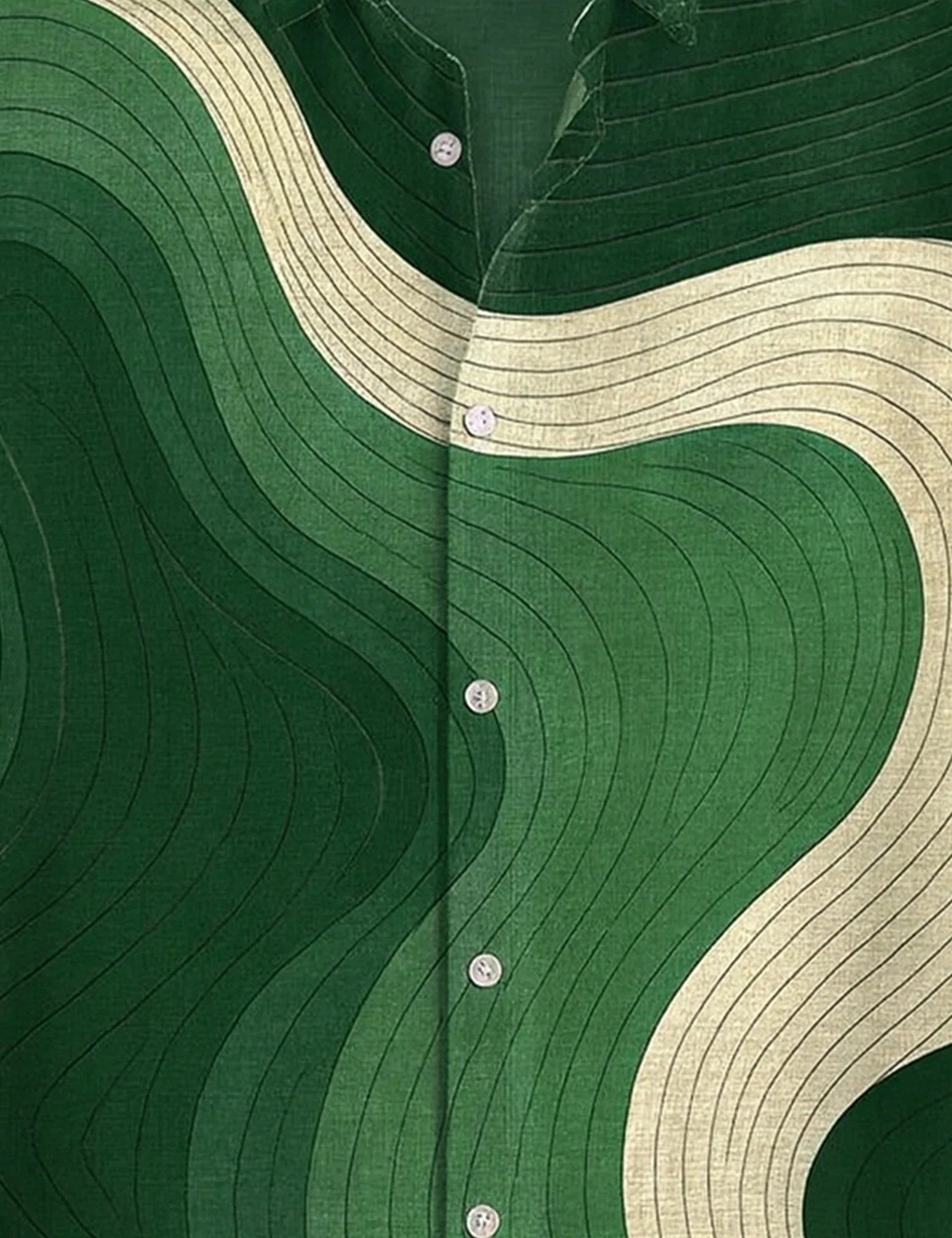 Dark Green Wavy Printed Mens Half Sleeves Shirts Exclusive - XPST