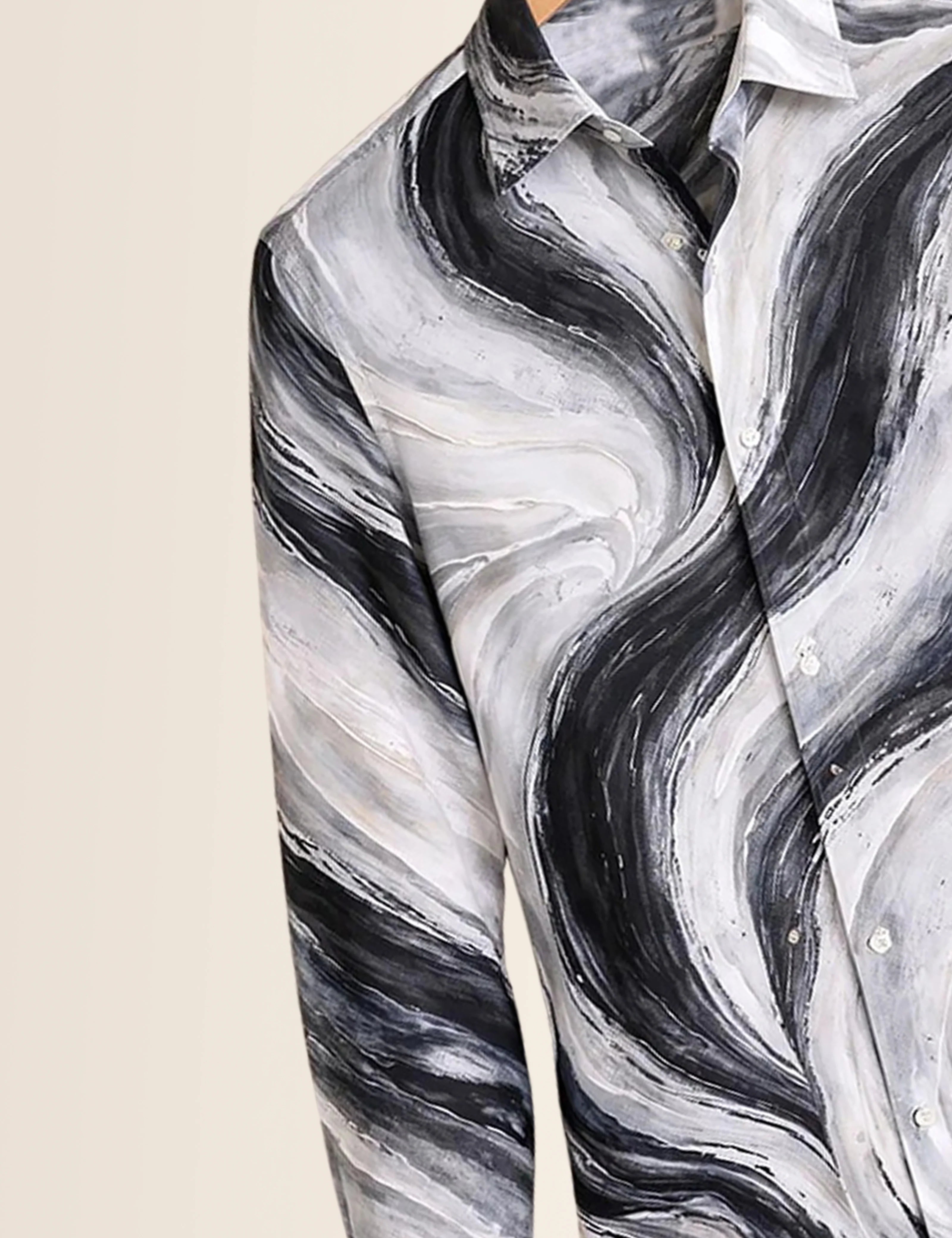 Black Wavy Type Full Sleeves Shirts - XPST