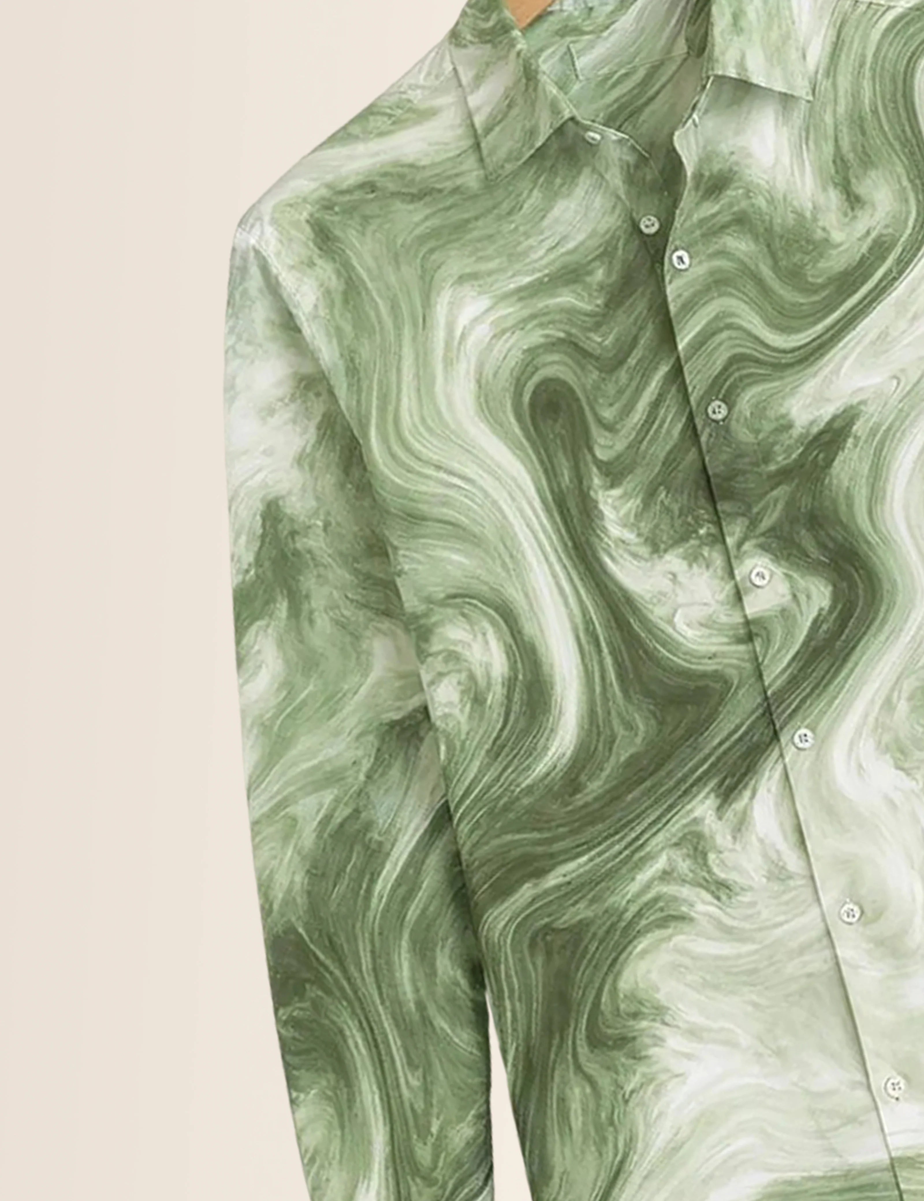 Green Smoke Type Full Sleeves Shirts - XPST