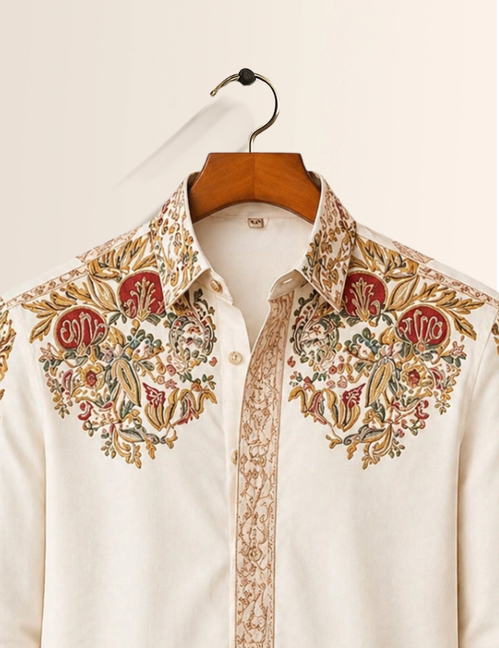 White Golden Design Full Sleeves Shirts - XPST
