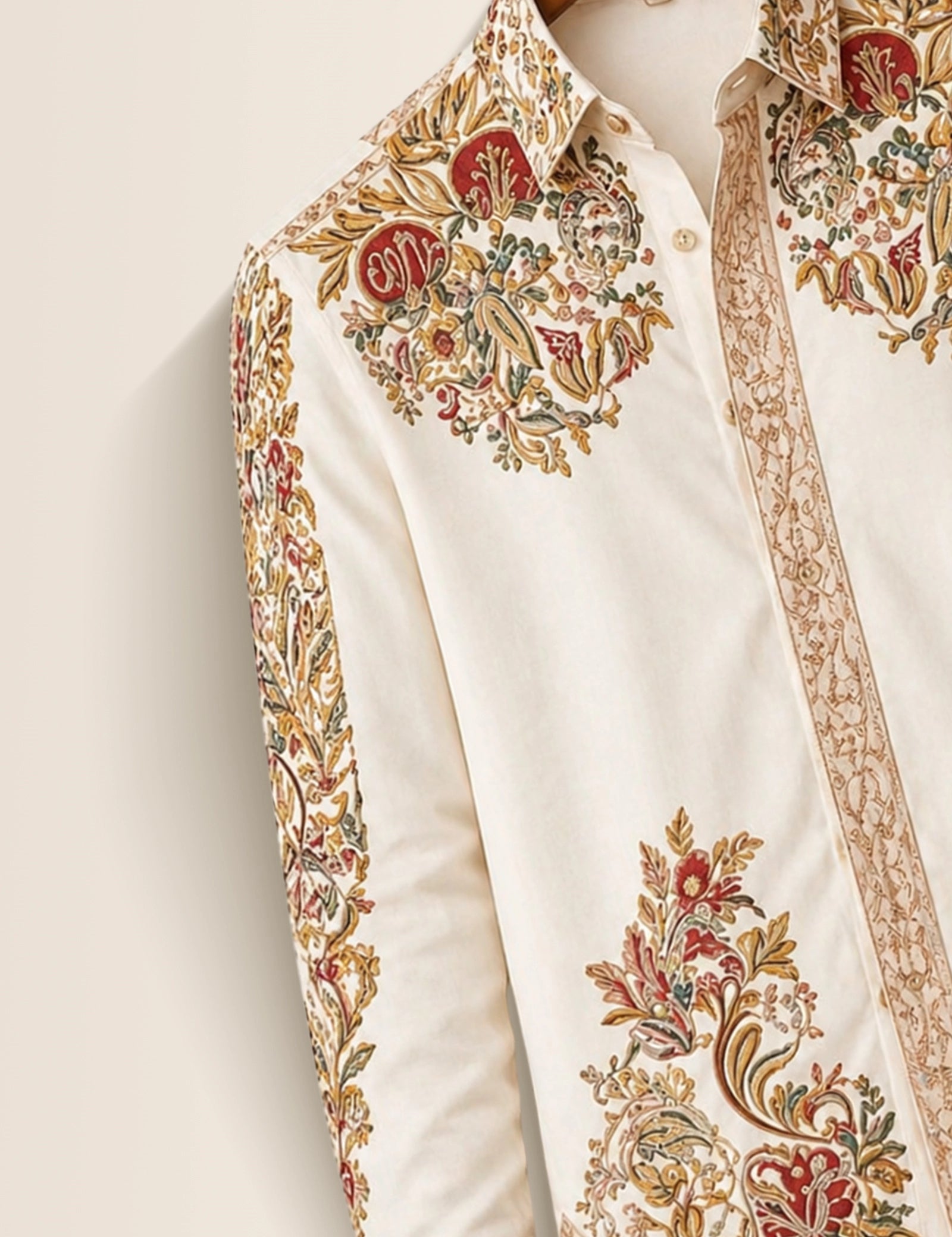 White Golden Design Full Sleeves Shirts - XPST