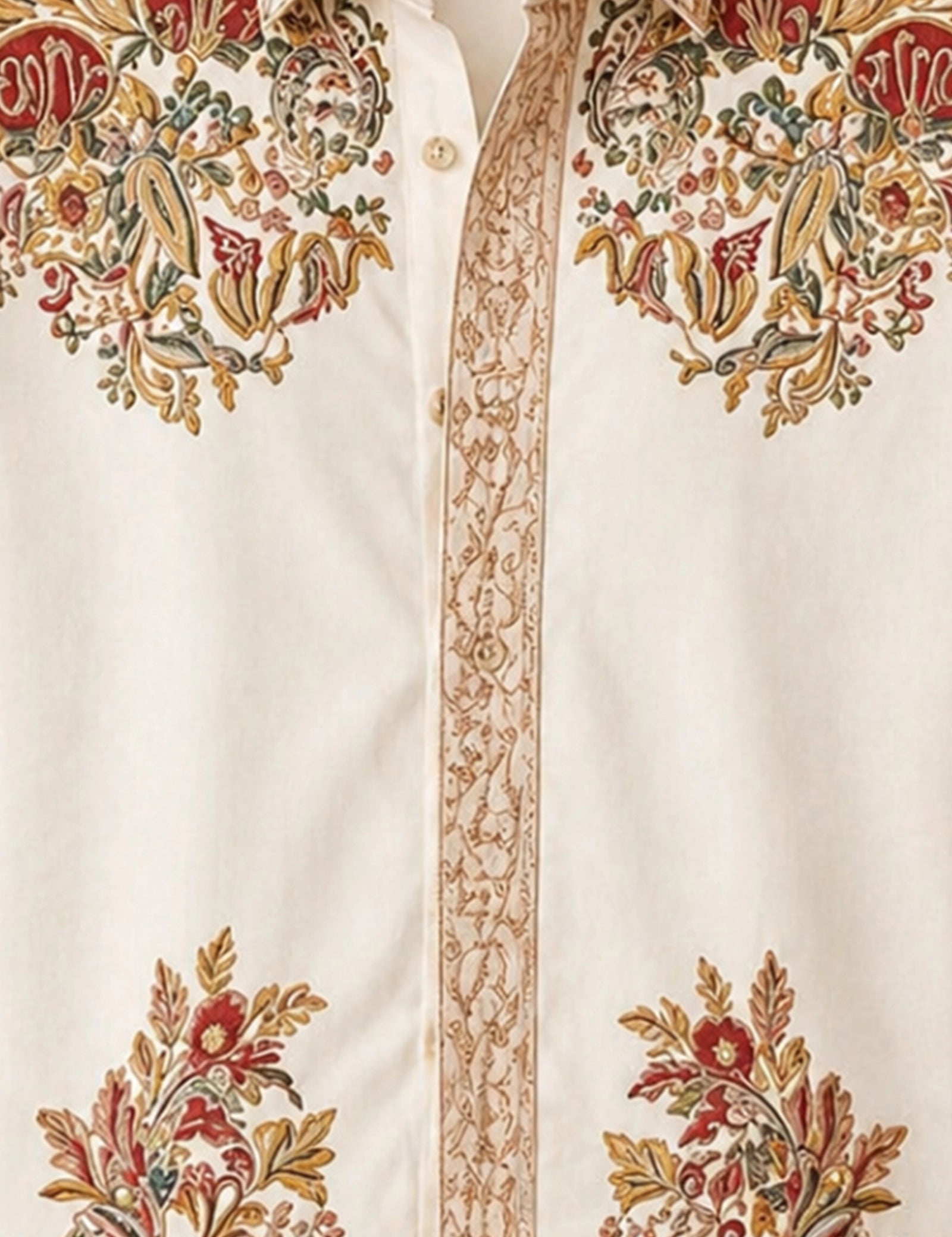 White Golden Design Full Sleeves Shirts - XPST