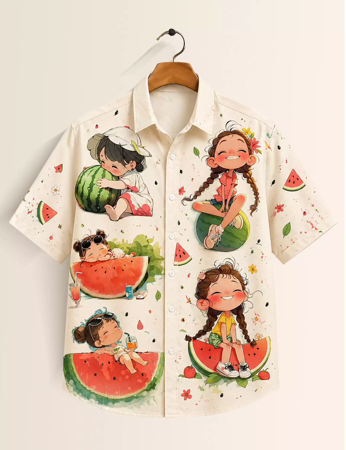 Girl Watermelon Printed Half Sleeves Shirt - XPST