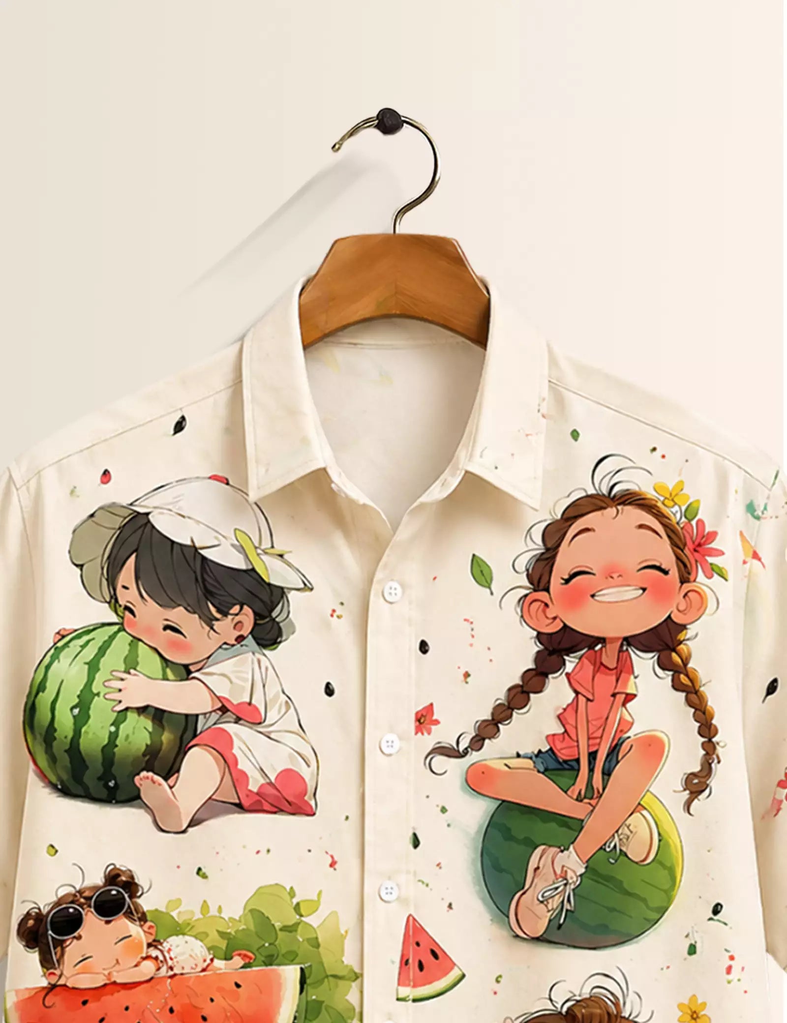 Girl Watermelon Printed Half Sleeves Shirt - XPST